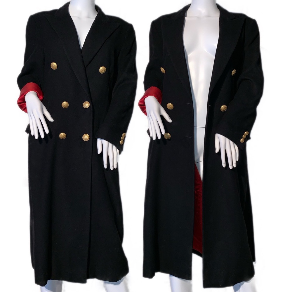 Mondi black cashmere car coat with gold buttons